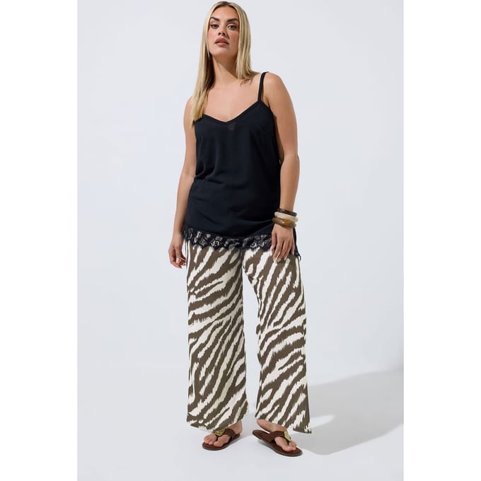Limited Collection Bruine Zebra Broek Met Wijde Pijpen Size 40