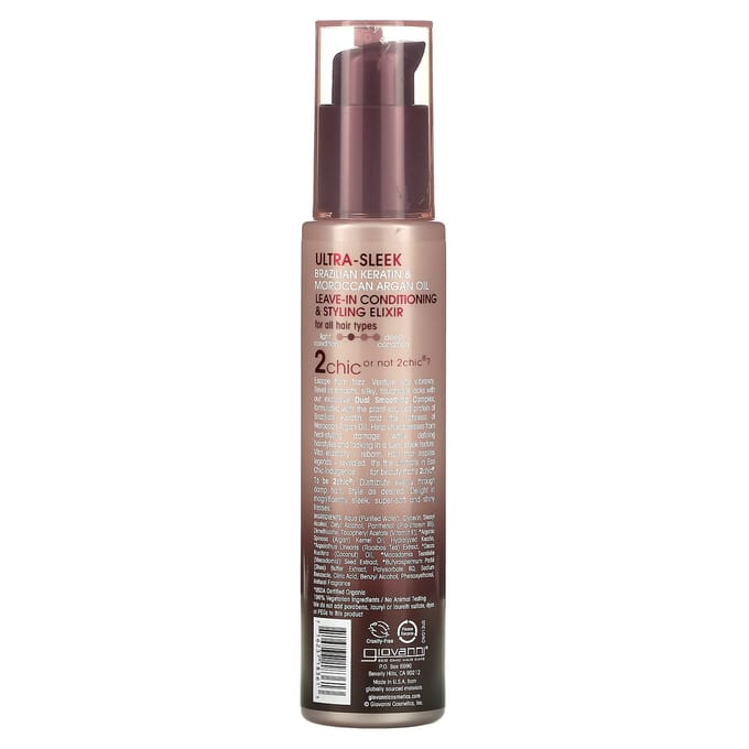 Giovanni Cosmetics - 2chic - Ultra-Sleek Leave-In Conditioning & Styling Elixir with Brazilian Keratin & Argan Oil - 118 ml