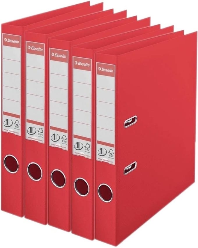 Esselte Ringband mappen/ordners - 5x - rood - A4 - opbergen - kantoorartikelen