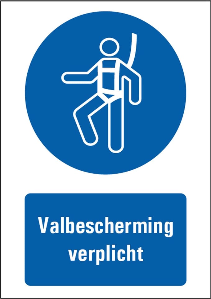 Valbescherming verplicht tekststicker 210 x 148 mm (A5)