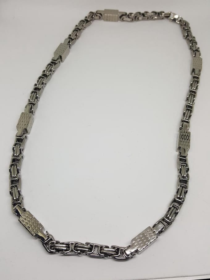 RH-Jewelry. Stalen ketting heren. Byzantine square ketting