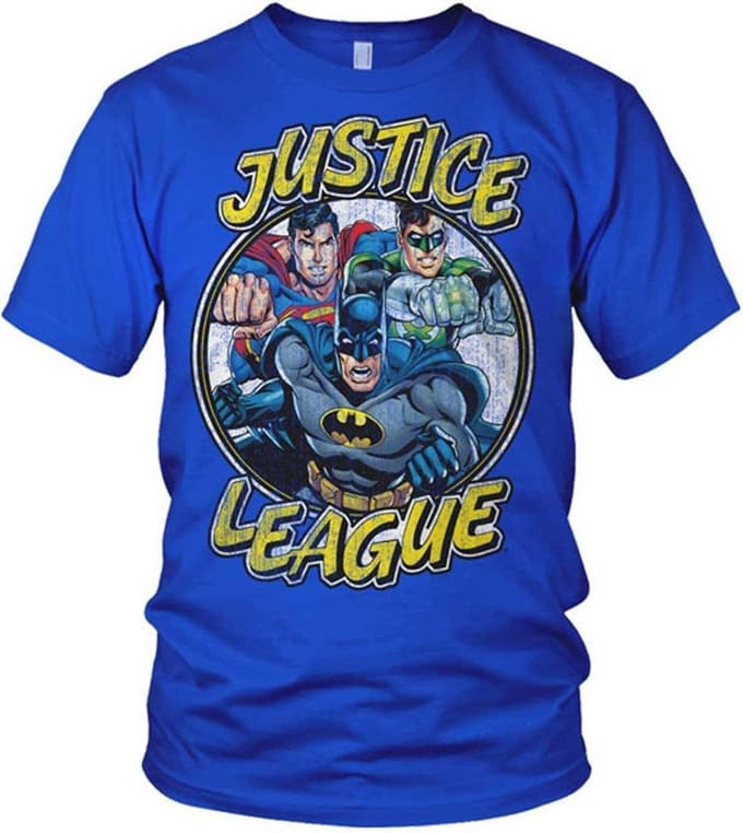 DC Comics Justice League Heren Tshirt -M- Team Blauw