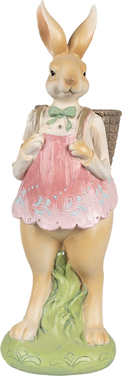 Clayre & Eef Beeld Konijn 31 cm Bruin Roze Polyresin