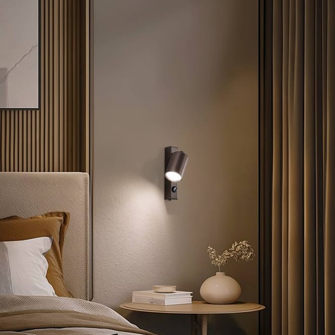 TK Lighting Wandspot Top, verstelbaar, schakelaar, bruin, 1-lamp