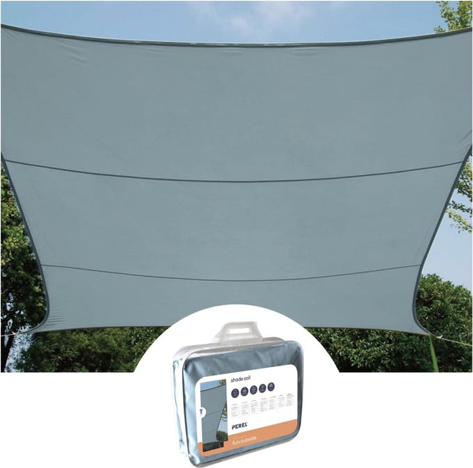 Perel Schaduwdoek, waterafstotend, 2 x 3 m, 160 g/m², polyester, rechthoek, lichtgrijs