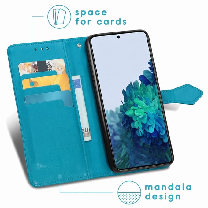 imoshion Hoesje - Geschikt voor Samsung Galaxy S21 - Mandala Bookcase - Turquoise