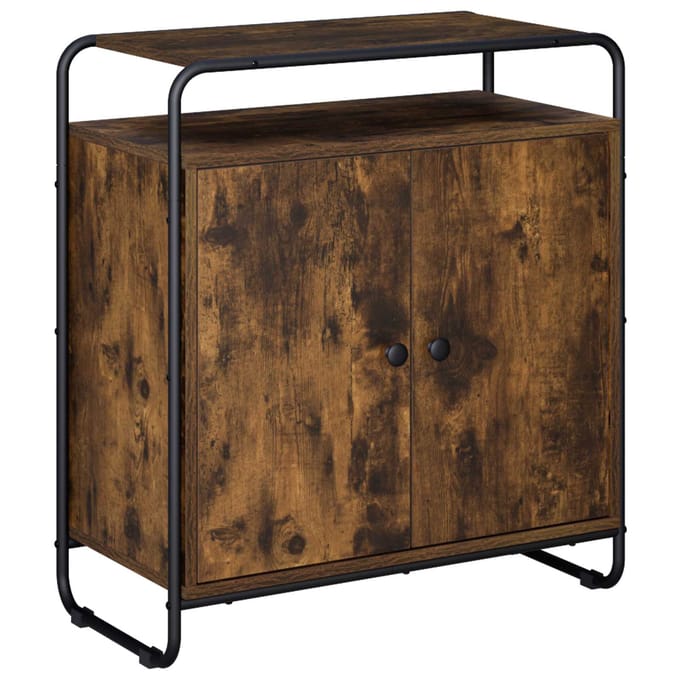 vidaXL - Dressoir - Gerookt - eiken - 68 - x - 35 - x - 75 - cm - Bewerkt - hout