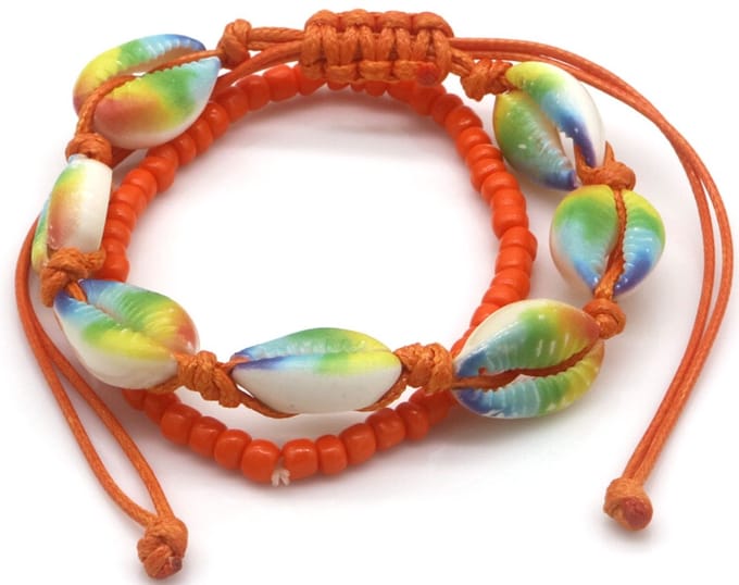 Armband met Schelpen – Oranje – Kunststof
