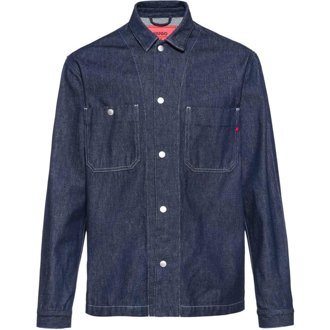Hugo Boss Heren X Replay Denim Oversized Overhemd (Donkere Wassing)