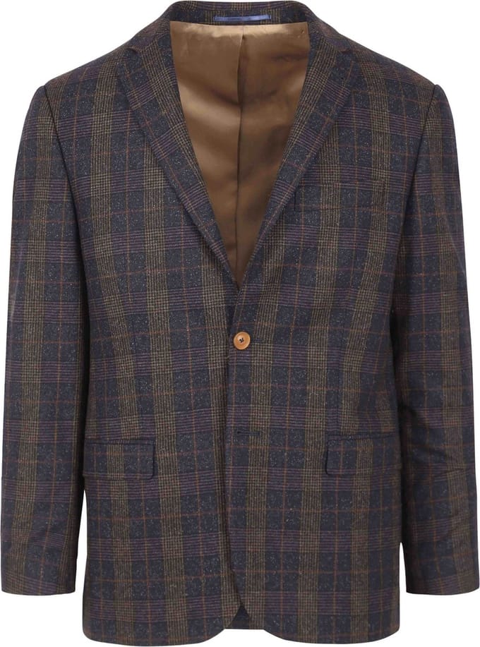 Suitable Prestige Colbert Deloro Ruit Donkerblauw - Maat 50 - Heren blazer