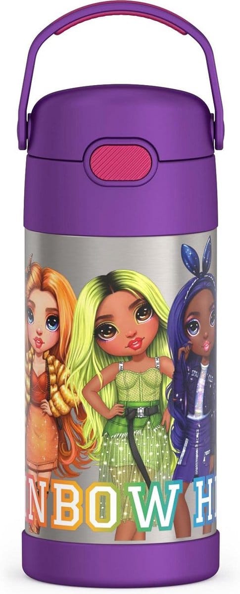 RVS Kinder Drinkfles met Rietje, 350 ml, Vacuüm Geïsoleerd, Blijft Koel