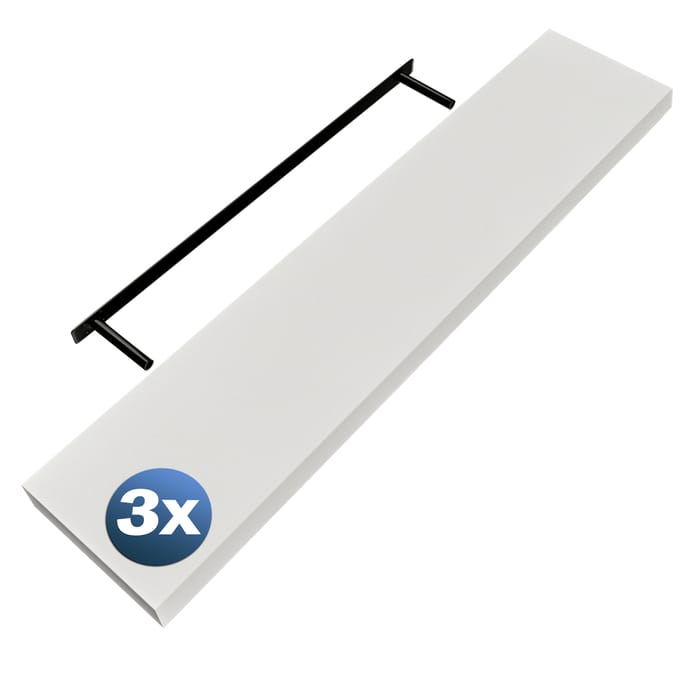 Wandplank Zwevend 3 Stuks Wit MDF 110x23x3,8cm