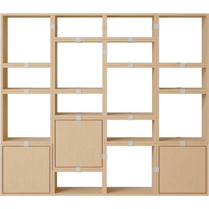 Muuto Stacked Storage Bookcase configuratie 4 - eiken