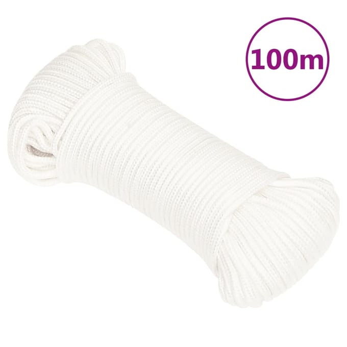 vidaXL - Boottouw - 4 - mm - 100 - m - polypropyleen - volwit