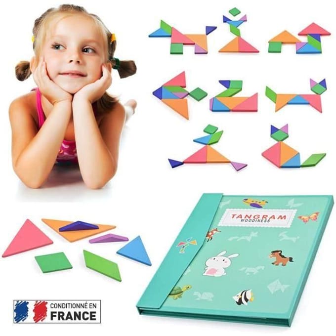 Educatief speelgoed - LX - 96 Magnetische Tangram Puzzels - Reizen en kaarten - Groen - Gemengd