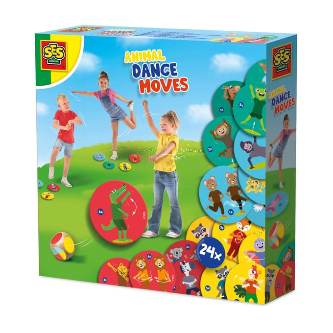 SES Creative 02343 Dance-Dance-Dance - Maak je eigen dansjes - 24 speelkaarten met danspasjes - 2 dobbelstenen - Actief spelen
