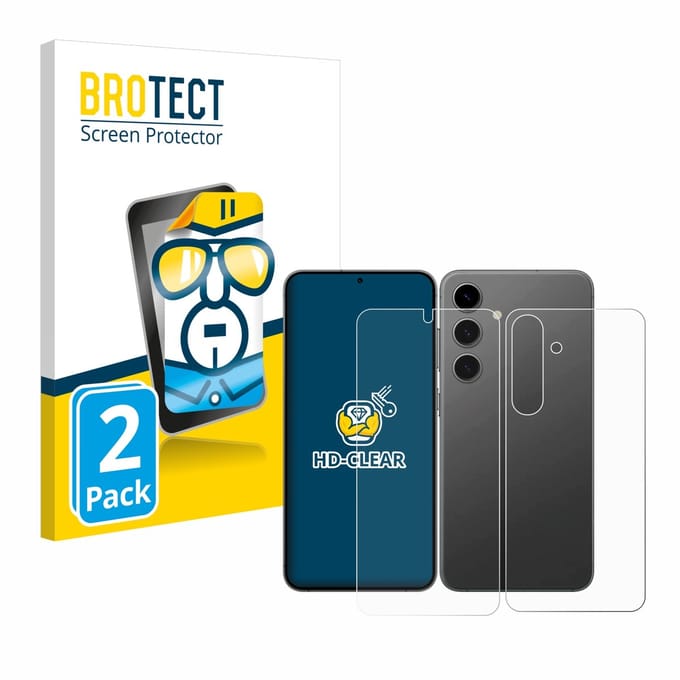 BROTECT - Screenprotector voor Samsung Galaxy S24 (Voor+Achter) - Folie Beschermfolie transparant 2 Stuks