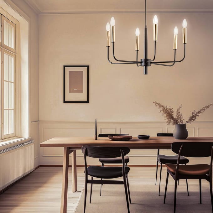 Luminex Akasya Zwarte/Gouden Hanglamp 6xE14