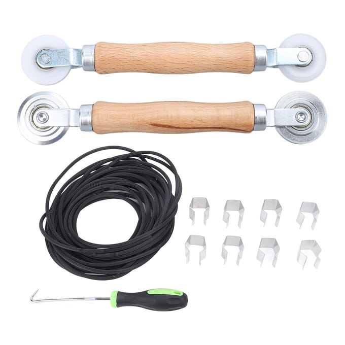 Schermreparatieset Staal Nylon Schermroller 32.8ft Schermrubber 8 stuks Schermklemmen Verwijderhaak 5 black