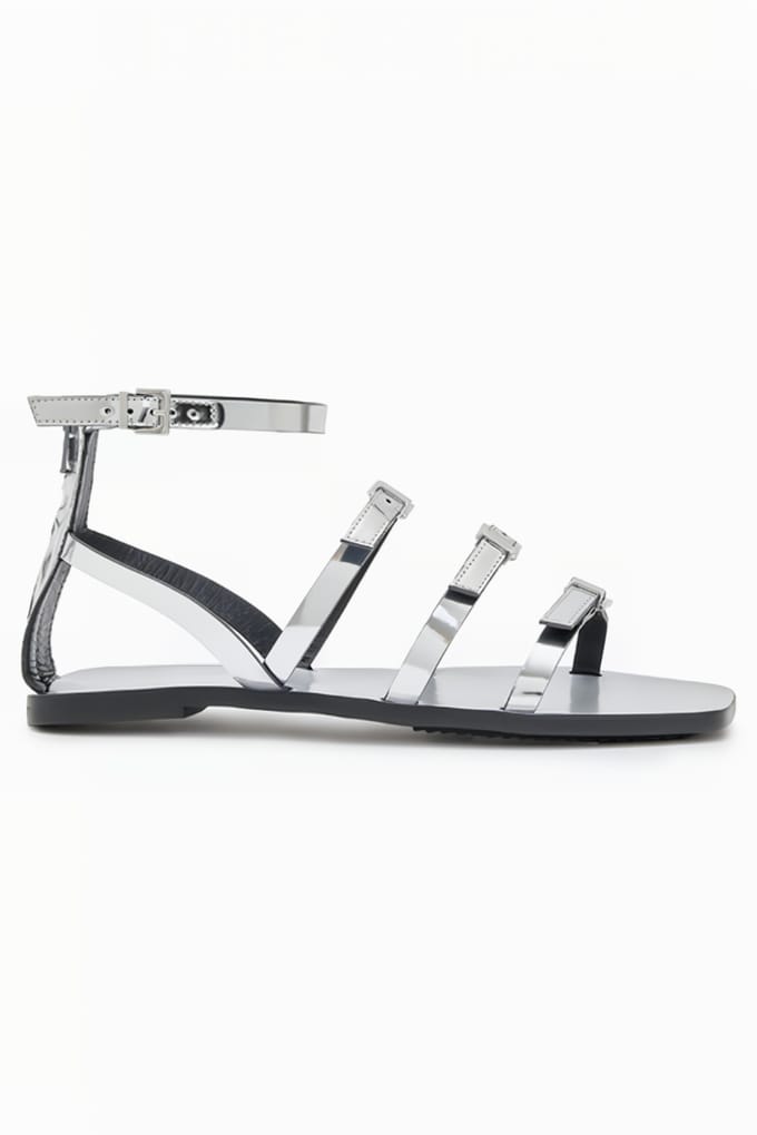 AllSaints Lore Sandal Mirror Silver Taglia: 41 | Infradito Outlet | Donna | Grigio