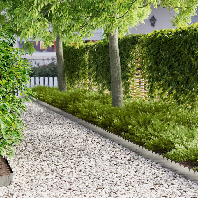 vidaXL - Gazonrand - 30 - st - 103 - x - 15 - cm - Staal - Zilverkleurig