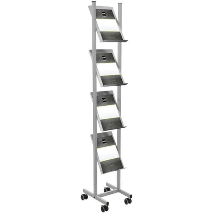 Folderhouder - metaal - verrijdbaar - B  310 x D 360 x H 1570 mm - voor 4 x A4-formaat