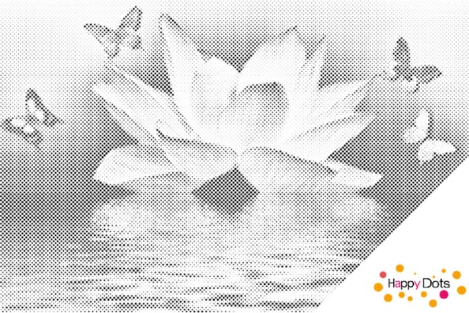HappyDots DOT Painting Lotus Bloem 60x80cm - Stippelschilderij