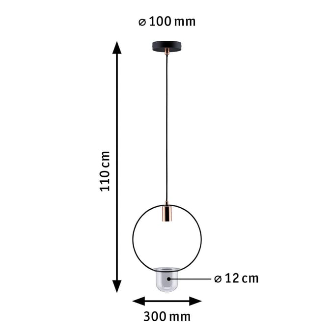 Neordic Hanglamp Tasja E27 max. 20W Zwart, Koper dimbaar Metaal