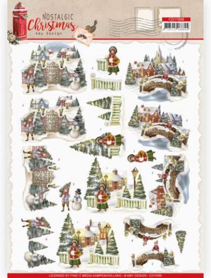 Christmas Village Nostalgic Christmas 3D cutting sheet by Amy Design 10 stuks