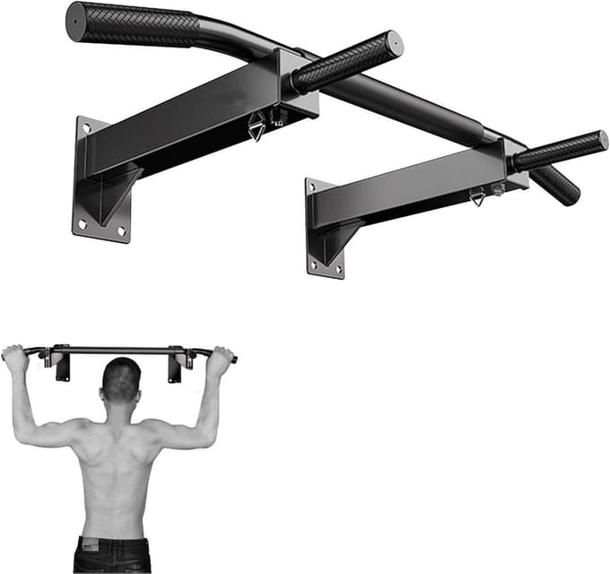Wandgemonteerde Optrekstang - Power Tower Set - Thuis Krachttraining - Robuuste Stalen Constructie - Tot 200 kg - Zwart