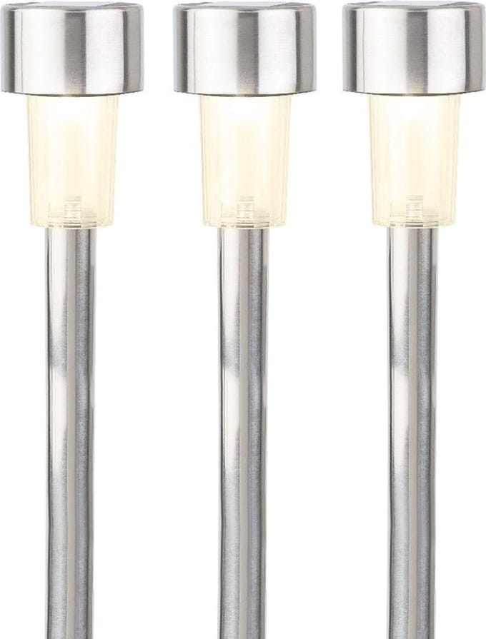 Lumineo buiten prikspot/steker solar - 5x - LED - zilver - H36 cm - warm wit