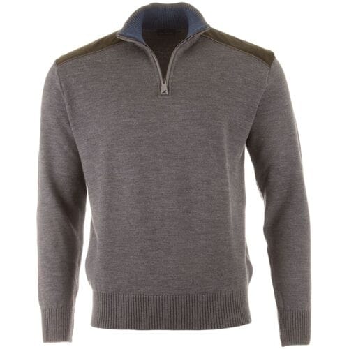 Paul & Shark Trui Shark Tag Velvet Soft Cool Touch Wool Half Zip Iron Gate / male