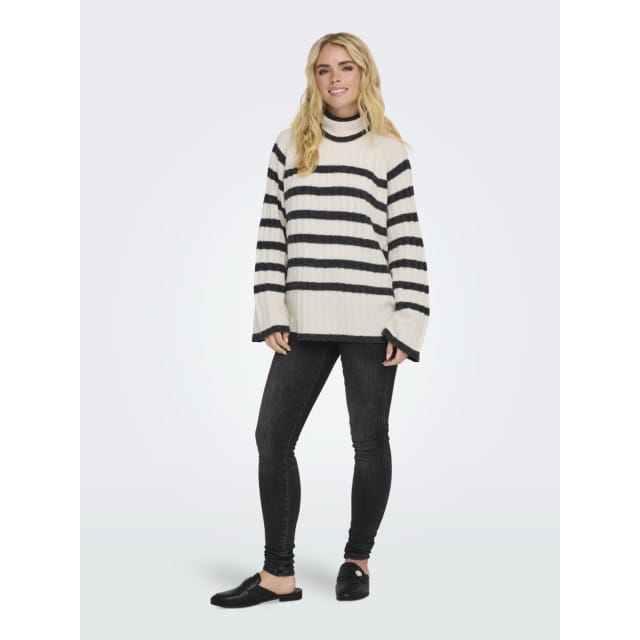 JDY JDYMILEY L/S LONG STRIPE PULLOV KNT NOOS Dames Trui - Birch W. Dgm Stripes