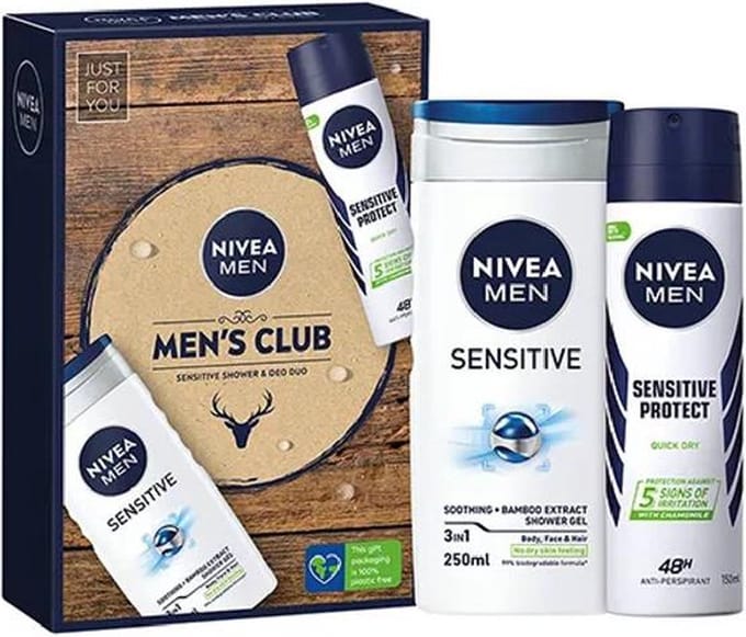 NIVEA Geschenkset Sensitive - MENS CLUBS DUO - Douchegel + Deodorant