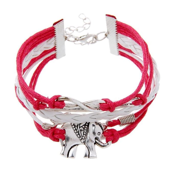 Fako Bijoux® - Multi Armband - Infinity Tekst Love Olifant - Fuchsia