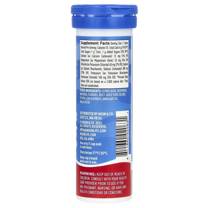 Nuun, hydratation sportive, boisson effervescente électrolytique, saveur punch aux fruits, 10 comprimés