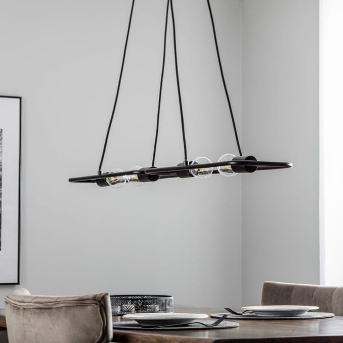 Lucande - hanglamp - 4lichts - Staal - H: 4.4 cm - E27 - matzwart