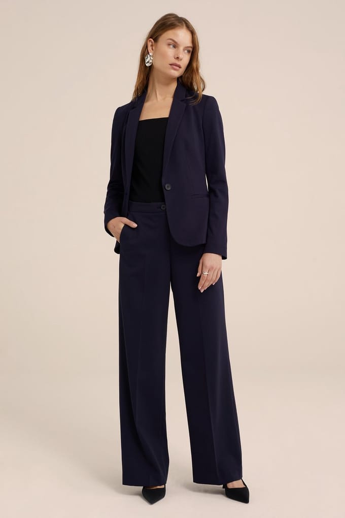 WE Fashion Dames wide leg pantalon met stretch