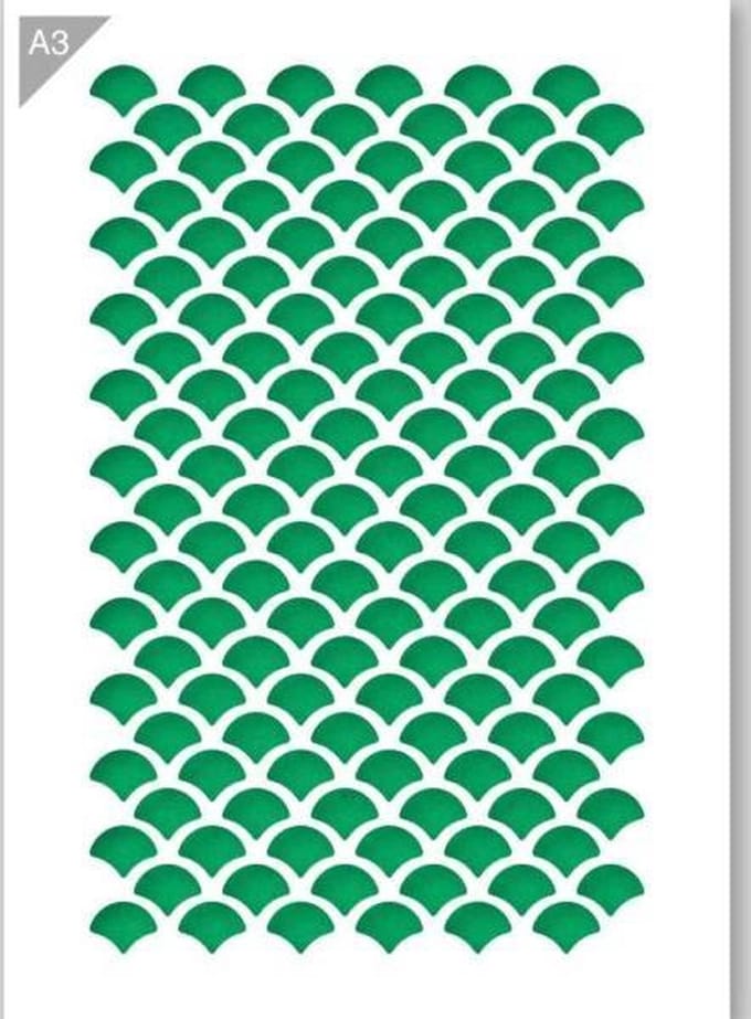 QBIX Schubben Patroon Sjabloon A3 Formaat Kunststof - Uitsnede 19cm breed