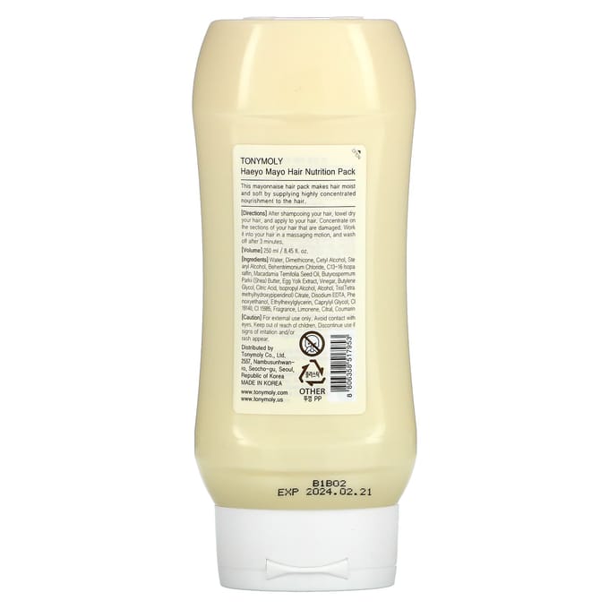 TonyMoly, Heyo Mayo Hair Nutrition Pack, 250ml (8.45fl oz) beige