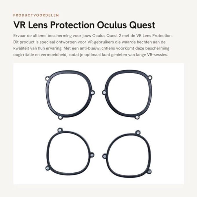 VR Lens Protection - Oculus Quest 2 - Anti-blue light - Inclusief Myopia Glasses Frame - Lichtgewicht - Bescherming van VR lenzen - Gesch...