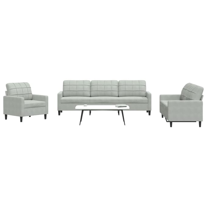 vidaXL - 4-delige - Loungeset - met - kussens - fluweel - lichtgrijs