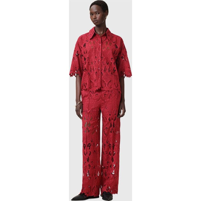 AllSaints Charli Emb Trouser Burnt Brick Red Größe: 8 | Ausgestellte Hosen Outlet | Damen | Rot