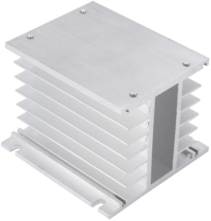 Driefasige Aluminium Koellichaam voor Solid State Relais, Geschikt voor DIN-installatie en Afvoerventilatorconstructie, Efficiënte Warmteafvoer en Betrouwbare Koeling
