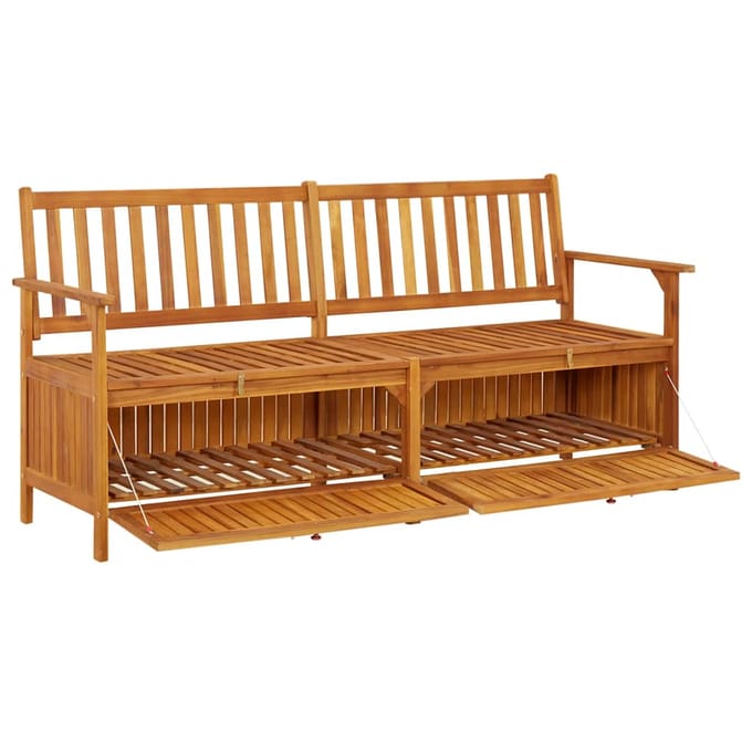 vidaXL - Opbergbankje - met - kussen - 170 - cm - massief - acaciahout