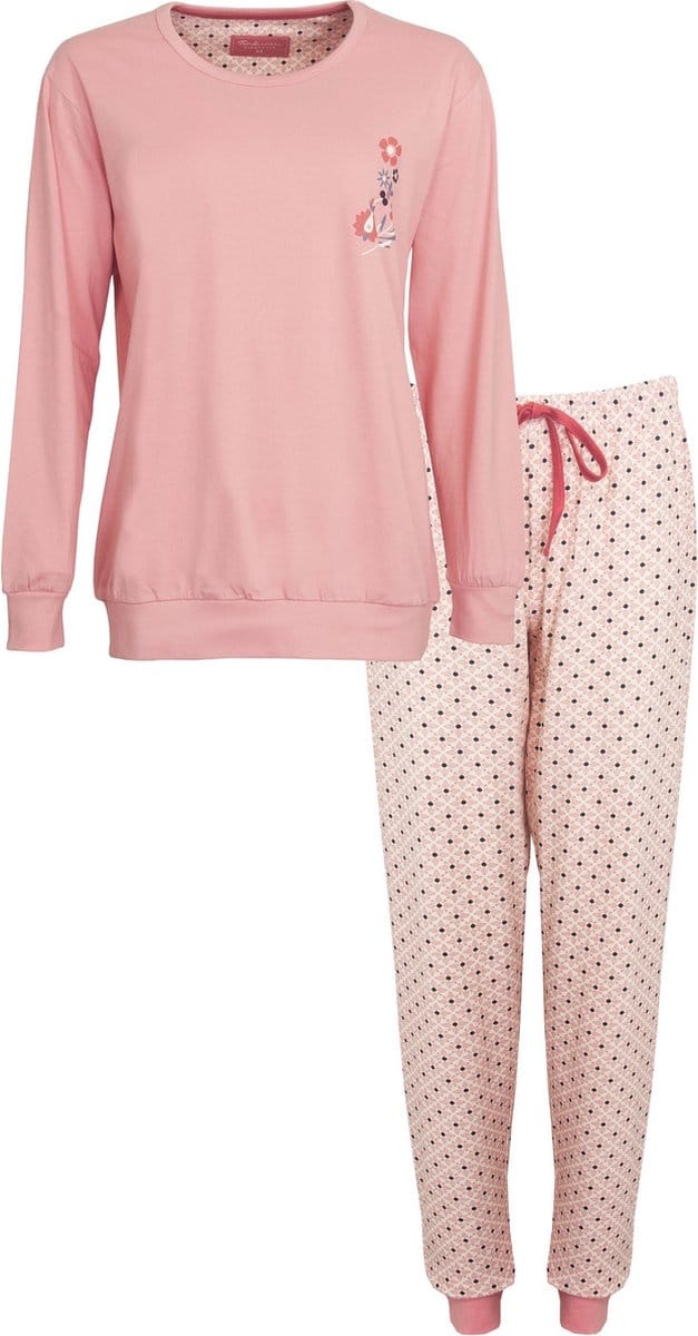 Tenderness Dames Pyjama - Katoen - Ronde Hals - Roze - Maat XXL