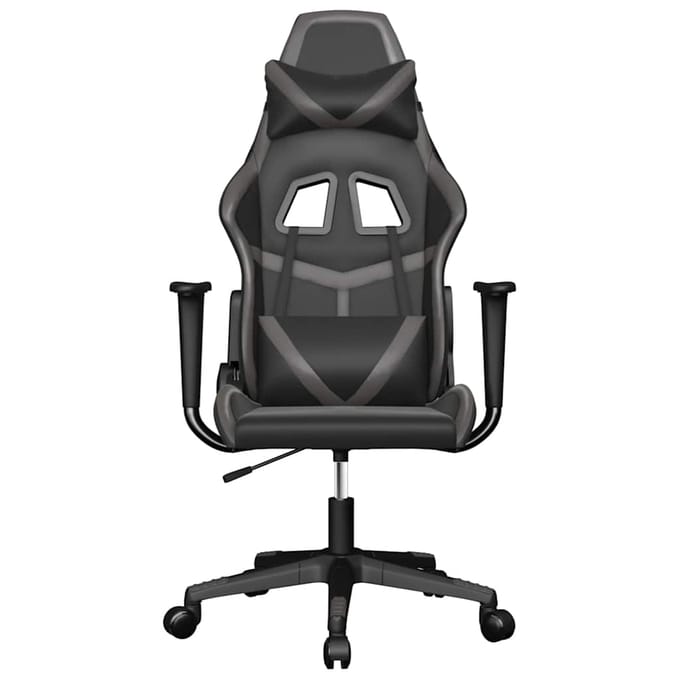 vidaXL - Massage - gamestoel - kunstleer - zwart - en - grijs