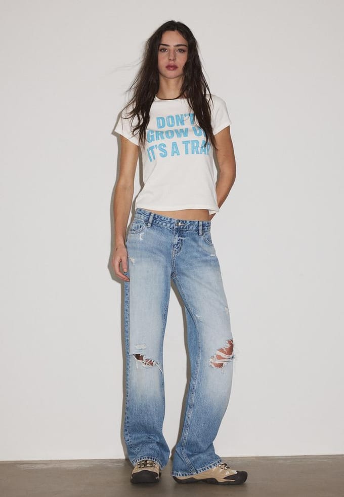 Stradivarius T-shirt met korte mouw en print  Wit S