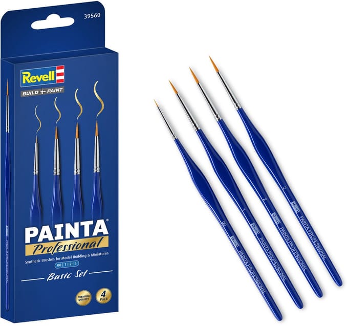 Revell Hobbypenseel - 39560 Painta Professional - Basic Set - Maat 00, 1, 2, 3 - Synthetische Penselen voor Modelbouw en Hobby Penseel