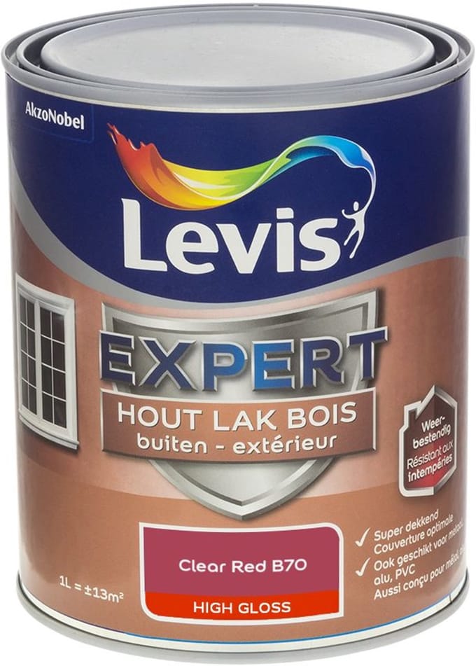 Levis - Expert Hout Lak Buiten High Gloss Mix - Clear Red B70 - Mengverf - 1 L